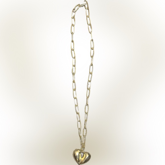 Brinker and Eliza “Thelma” 24k Antique Gold Plated Heart Pendant Necklace - Picture 1 of 5